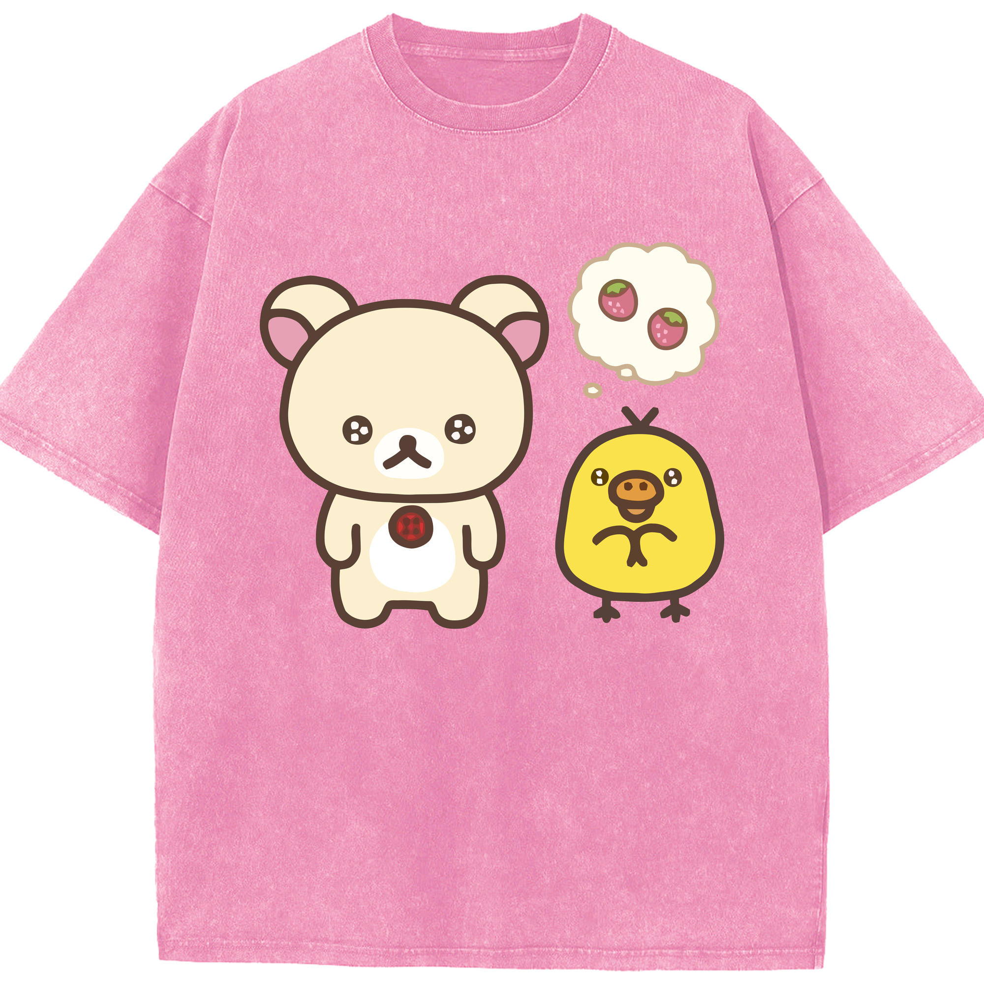 （画像用） リラックマ リラックマ キイロイトリ Rilakkuma Korilakkuma Kiiroitori 綿100% ヴィンテージ風 半袖Tシャツ（フロントプリント）